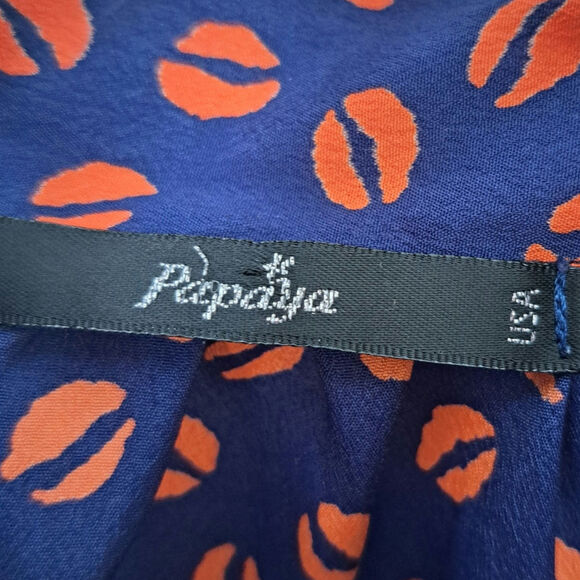 Papaya Tie Neck Halter Top Blue Red Lips Women's Medium - Picture 4 of 5